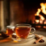 Soothing cinnamon sore throat tea in a cozy setting