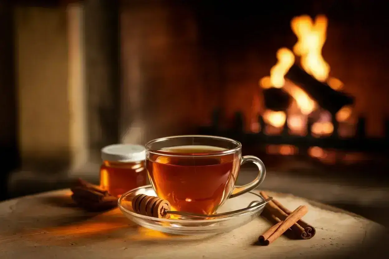 Soothing cinnamon sore throat tea in a cozy setting